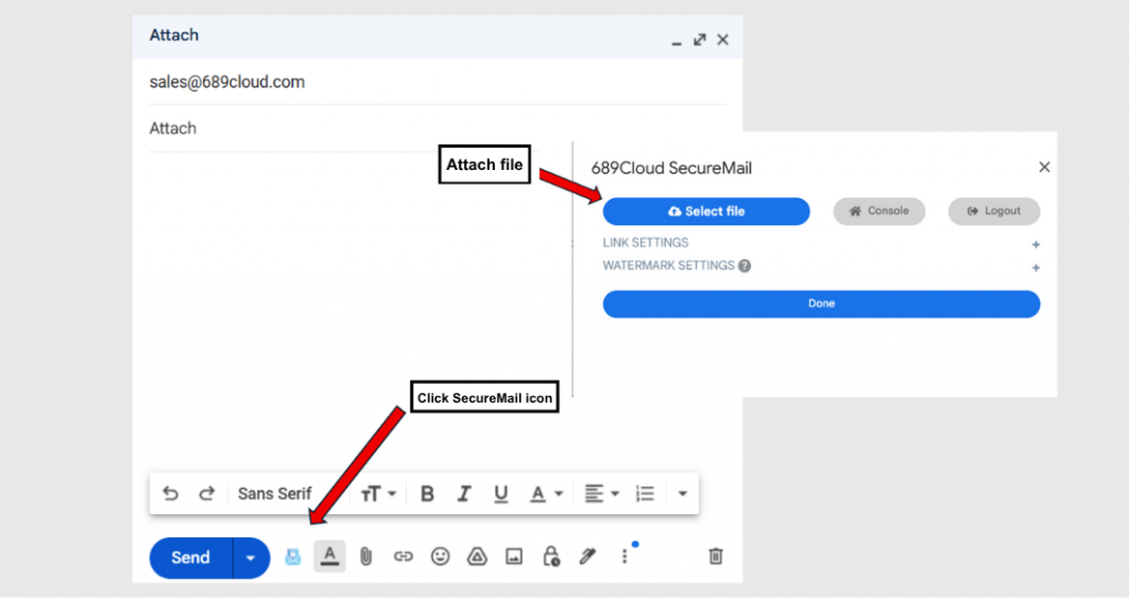 Selecting file on SecureMail